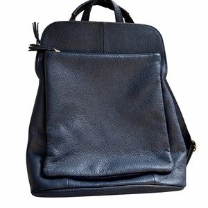 Elegant Navy Leather Women's Backpack